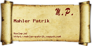 Mahler Patrik névjegykártya